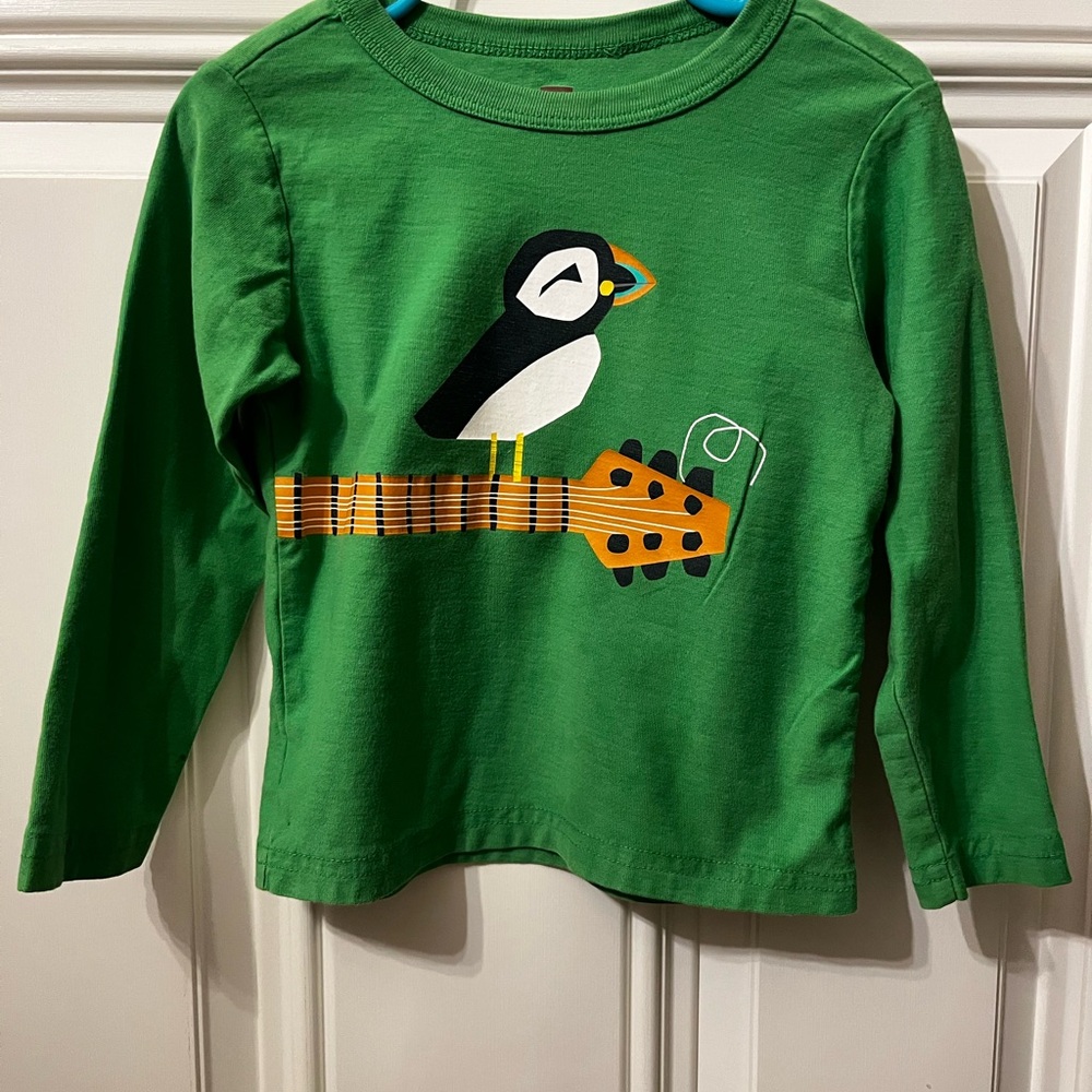 Tea Collection Green Puffin & Guitar Long-Sleeve Tee